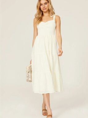 Madewell Eyelet Lucie Tie-Strap Tiered Midi Dress Size XXL
